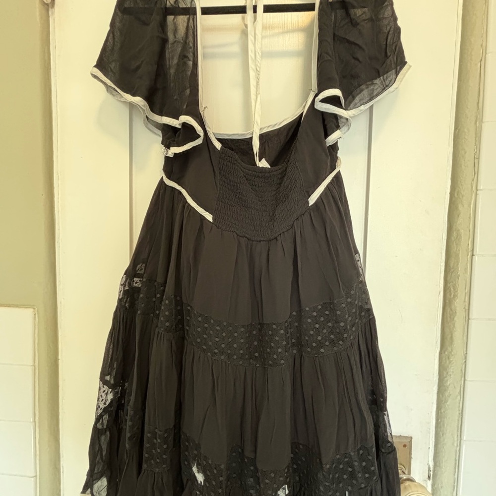Maeve Black Mini Dress with White Accents - Picture 3 of 4